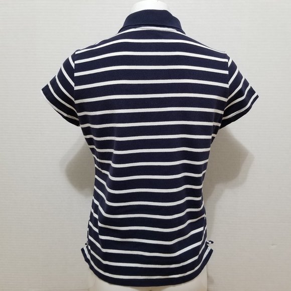 Merona top Small Ultimate Polo Breton striped nautical short sleeve side split - Picture 3 of 10